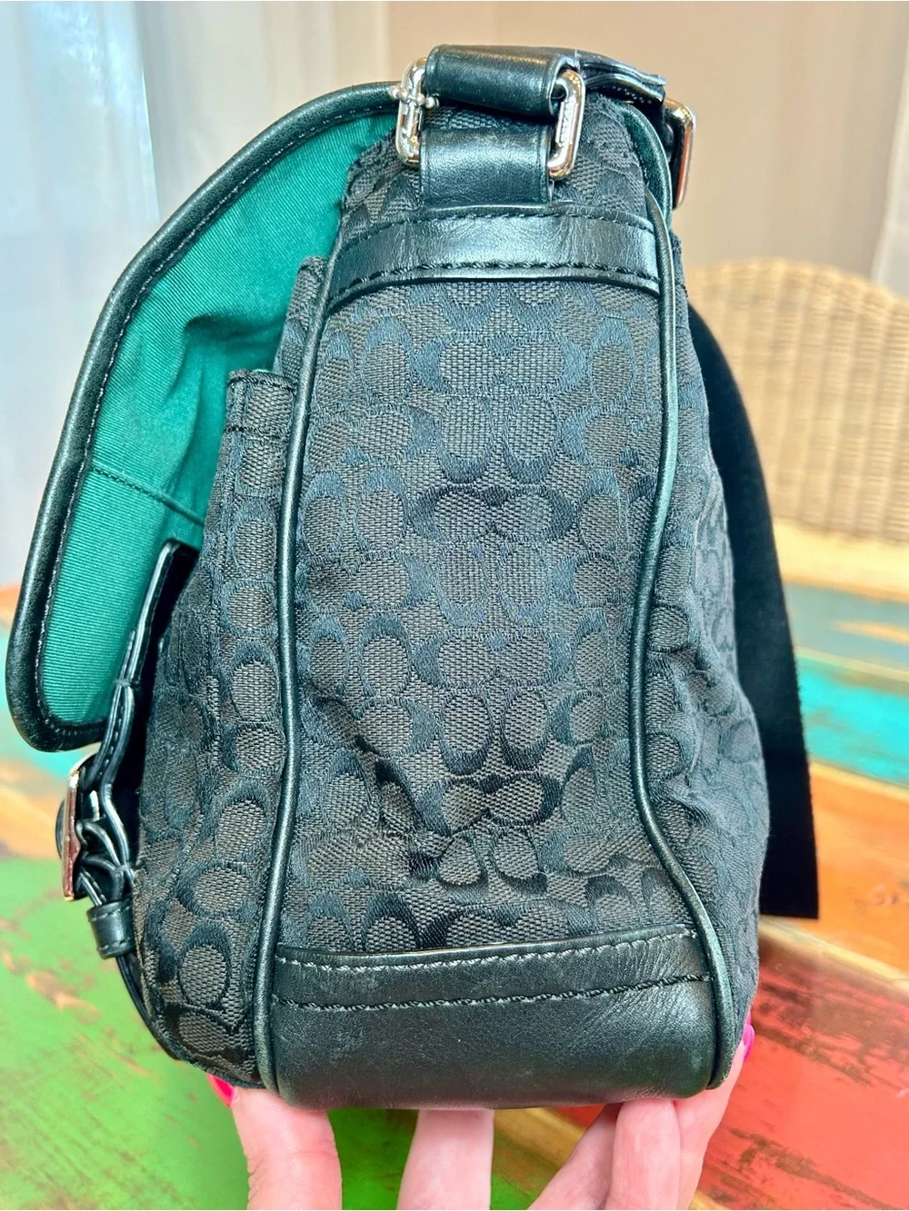 Coach Y2K Black Signature Jacquard Canvas Messenger Laptop Bag F70283